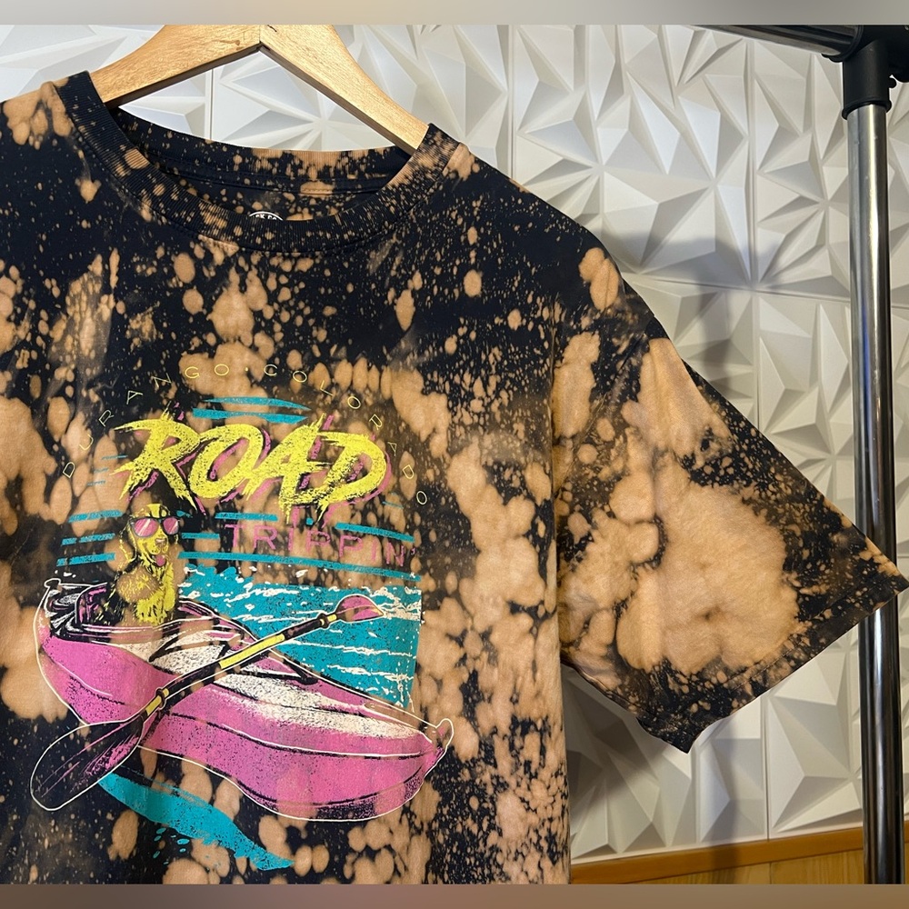 Durango Colorado “road” golden retriever kayak custom bleach splatter tshirt